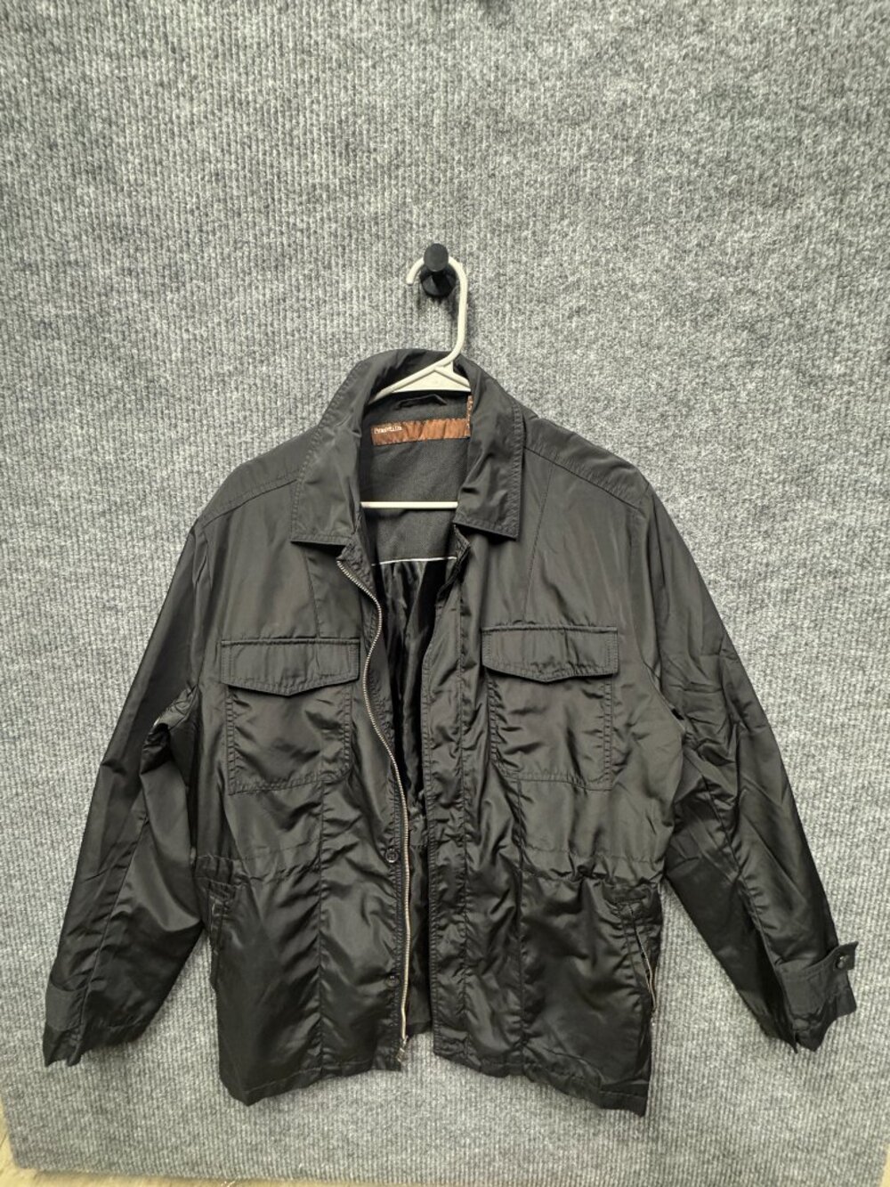 Perry Ellis Men's Size Large Black Lightweight Lined Rain Coat Jacket - Picture 1 of 16